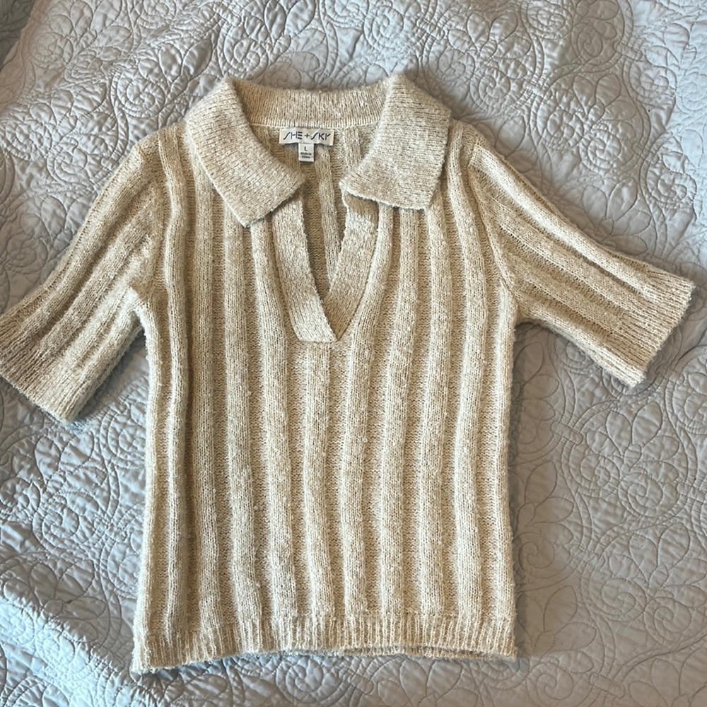 She + Sky Ivory Crop sweater Large
